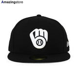 ニューエラ キャップ 59FIFTY ミルウォーキー ブルワーズ MLB TEAM BASIC FITTED CAP BLACK WHITE