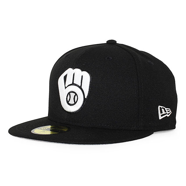 ニューエラ キャップ 59FIFTY ミルウォーキー ブルワーズ MLB TEAM BASIC FITTED CAP BLACK WHITE
