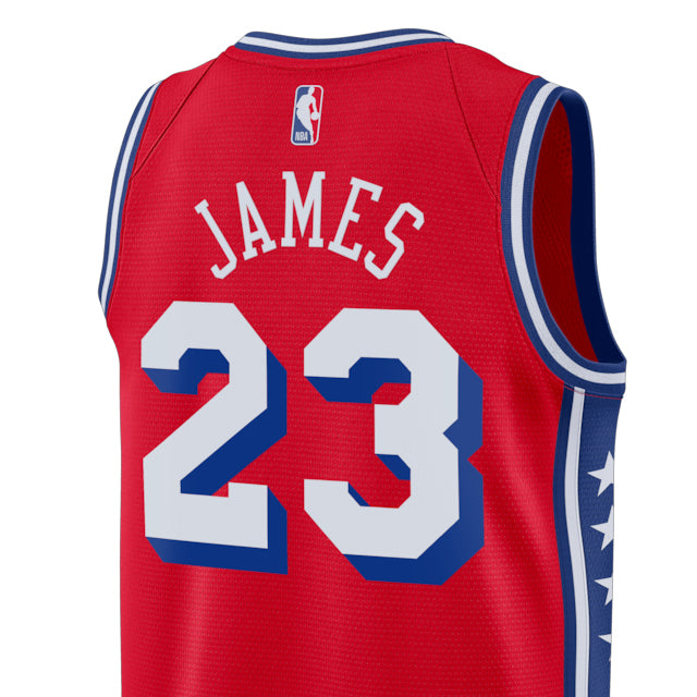 レブロン ジェームスモデル 海外取寄 ジョーダンブランド レプリカユニフォーム フィラデルフィア 76ers SWINGMAN JERSEY STATEMENT EDITION RED
