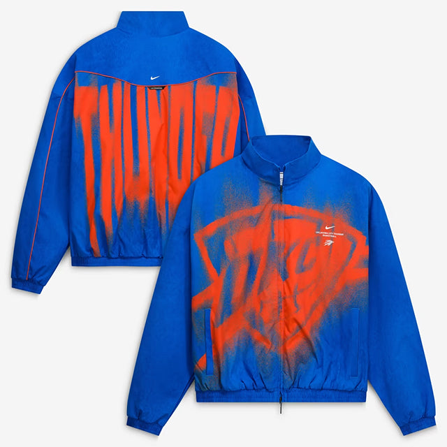 海外取寄 ナイキ ジャケット オクラホマシティ サンダー JACKET 2026-27 STANDARD ISSUE ON-COURT GAME THEATER LOUD FULL-ZIP JACKET BLUE