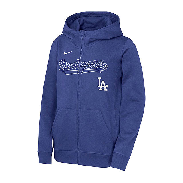 子供用 ナイキ 海外取寄 ジップ アップフーディー ロサンゼルス ドジャース MLB YOUTH FULL ZIP FLEECE HOODIE ROYAL