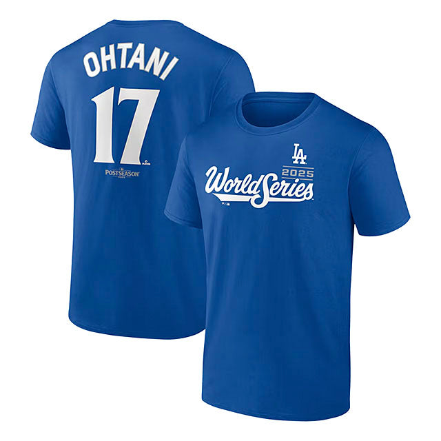 大谷翔平モデル 2025 ワールドシリーズ 海外取寄 Tシャツ ロサンゼルス ドジャース MLB 2025 WORLD SERIES NAME &amp; NUMBER T-SHIRT ROYAL