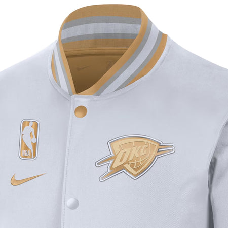 海外取寄 ナイキ オクラホマシティ サンダー ジャケット 2025 NBA FINALS CHAMPIONS BANNER RAISING CEREMONY AUTHENTIC SHOWTIME FULL-ZIP JACKET WHITE