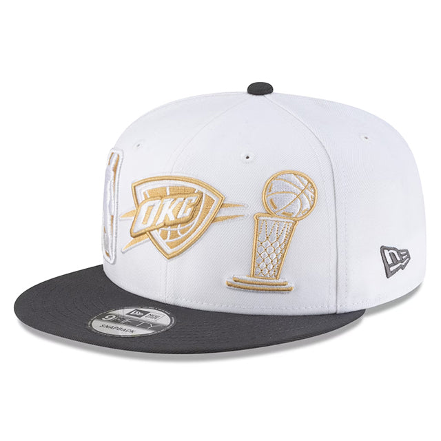 海外取寄 ニューエラ キャップ 9FIFTY スナップバック オクラホマシティ サンダー 2025 NBA FINALS CHAMPIONS RING CEREMONY SNAPBACK CAP WHITE