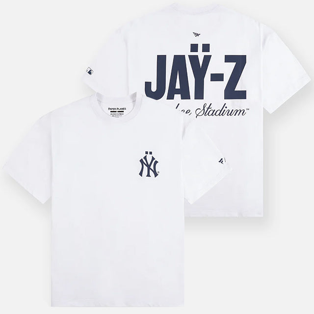 海外取寄 ペーパープレーンズ x ニューヨーク ヤンキース x ファナティクス Tシャツ PLANES X JAŸ-Z30 YANKEE STADIUM ANNIVERSARY T-SHIRT WHITE