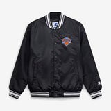 海外取寄 スターター ジャケット ニューヨーク ニックス FINAL BUZZER SATIN VARSITY FULL-SNAP JACKET BLACK