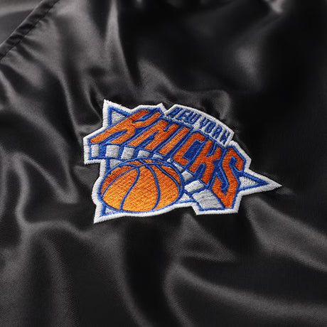 海外取寄 スターター ジャケット ニューヨーク ニックス FINAL BUZZER SATIN VARSITY FULL-SNAP JACKET BLACK