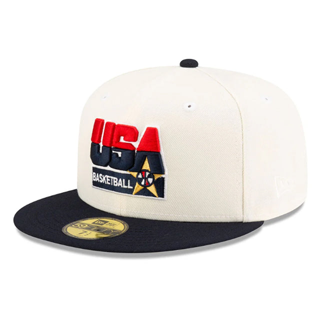 USA代表 ドリームチーム ニューエラ キャップ USA BASKETBALL DREAM TEAM FITTED CAP CHROME-NAVY/  国内外からニューエラをはじめナイキ、クーパーズタウンボールキャップ等を中心に取り扱うベースボールキャップの専門店 /  Amazingstore(アメイジングストア)