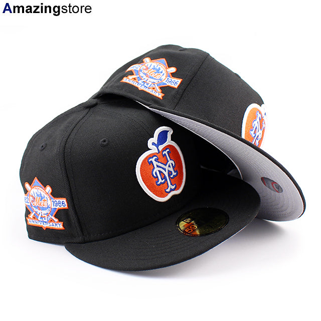 ニューエラ キャップ 59FIFTY ニューヨーク メッツ MLB 25TH ANNIVERSARY APPLE LOGO GREY BOTTOM FITTED CAP BLACK