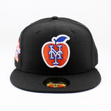 ニューエラ キャップ 59FIFTY ニューヨーク メッツ MLB 25TH ANNIVERSARY APPLE LOGO GREY BOTTOM FITTED CAP BLACK