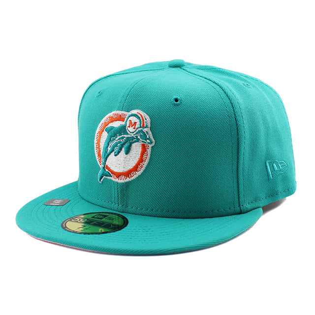 ニューエラ キャップ 59FIFTY マイアミ ドルフィンズ NFL SUPER BOWL XIX PINK BOTTOM FITTED CAP TEAL