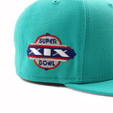 ニューエラ キャップ 59FIFTY マイアミ ドルフィンズ NFL SUPER BOWL XIX PINK BOTTOM FITTED CAP TEAL