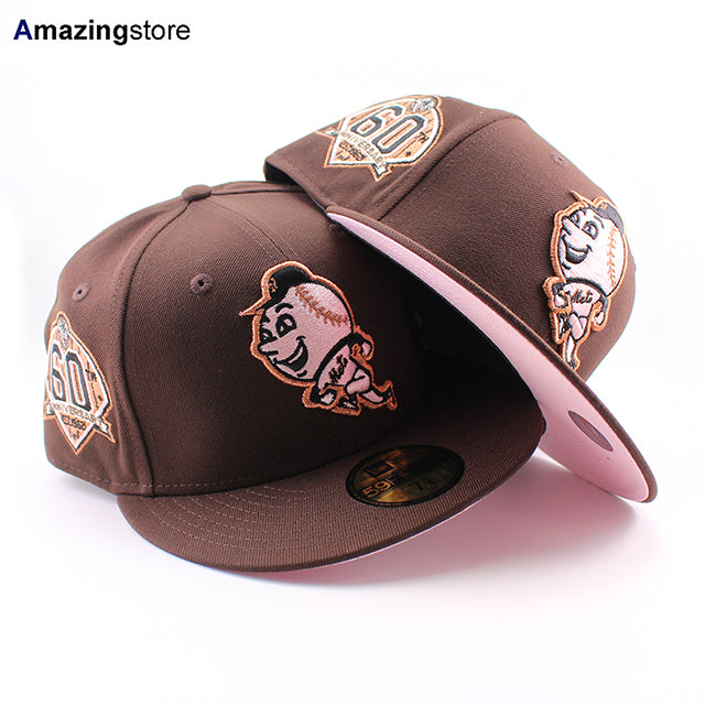 ニューエラ キャップ 59FIFTY ニューヨーク メッツ MLB 60TH ANNIVERSARY PINK BOTTOM FITTED CAP BROWN