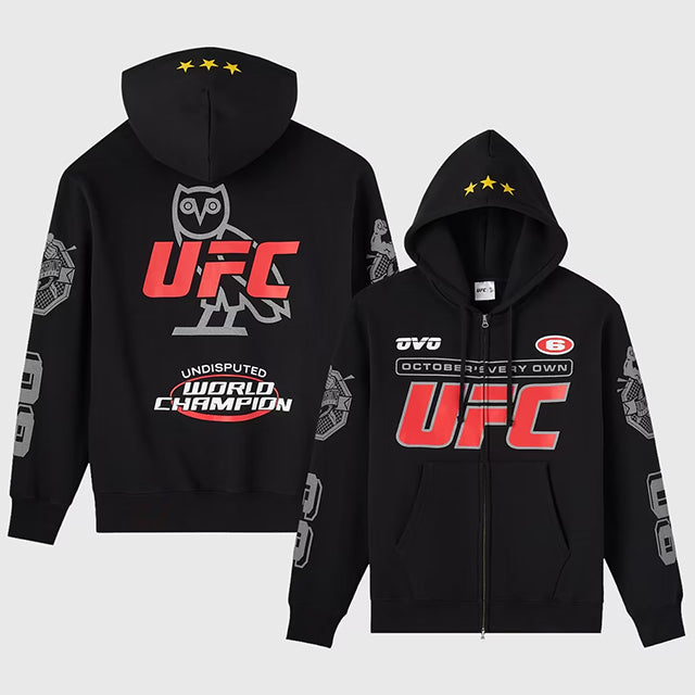 OVO X UFCモデル 海外取寄 フルジップ フーディー FULL-ZIP HOODIE BLACK