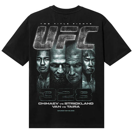 平良達郎 vs ジョシュア ヴァン カムザット チマエフ vs ショーン ストリックランドモデル 海外取寄 UFC328 Tシャツ MATCHUP T-SHIRT BLACK
