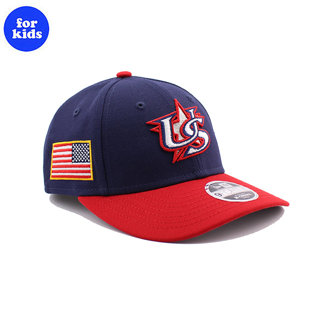 2026 ワールドベースボールクラシックモデル 子供用 ニューエラ 9FORTY M-CROWN スナップバック アメリカ 2026 WORLD BASEBALL CLASSIC CHILD SNAPBACK CAP NAVY RED