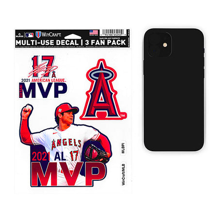 大谷翔平モデル 2021MVP受賞記念 ステッカー ロサンゼルス エンゼルス MLB PERFECT CUT DECAL 3 PACK WINCRAFT