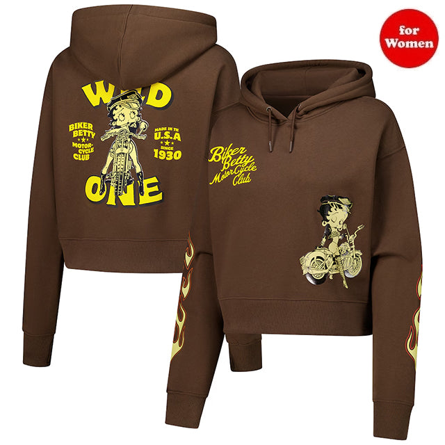 海外取寄 女性用 プルオーバーフーディ ベティ ブープ WOMEN'S BETTY BOOP FREEZE MAX CROPPED PULL OVER HOODIE BROWN