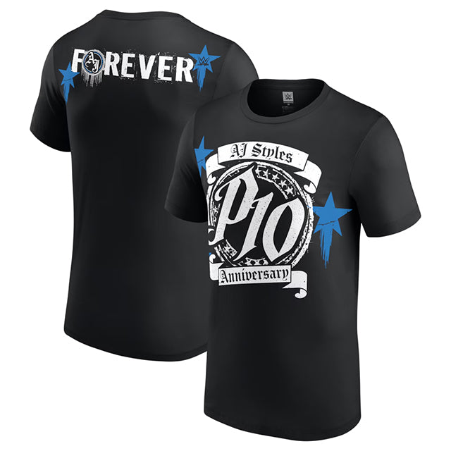 AJ スタイルズモデル 海外取寄 WWE AUTHENTIC Tシャツ ANNIVERSARY T-SHIRT BLACK