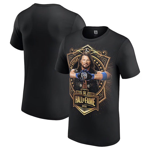 AJ スタイルズ WWE殿堂入り記念モデル 海外取寄 WWE AUTHENTIC Tシャツ HALL OF FAME 2026 INDUCTEE T-SHIRT BLACK
