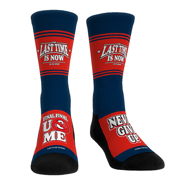 ジョン シナモデル 海外取寄 WWE AUTHENTIC FAREWELL TOUR 2025 WASHINGTON D.C. ROCK EM CREW SOCKS NAVY RED