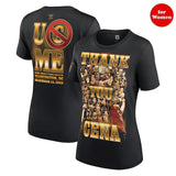 女性用 ジョン シナ引退記念モデル 海外取寄 WWE AUTHENTIC Tシャツ WOMEN'S THANK YOU CENA GOLD T-SHIRT BLACK