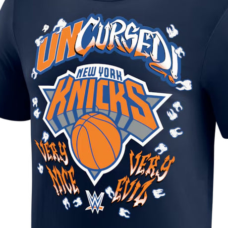 ダンハウゼンモデル 海外取寄 WWE AUTHENTIC Tシャツ NEW YORK KNICKS UNCURSED T-SHIRT NAVY
