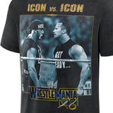 ザ ロック vs ハルク ホーガンモデル 海外取寄 WWE AUTHENTIC Tシャツ WRESTLE MANIA X8 ICON VS ICON BOXY T-SHIRT BLACK