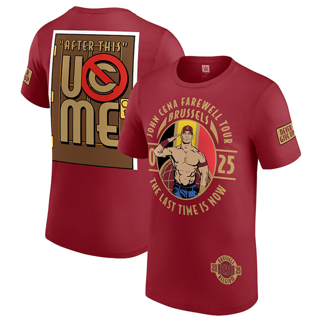 ジョン シナモデル 海外取寄 WWE AUTHENTIC Tシャツ FAREWELL TOUR 2025 BRUSSELE T-SHIRT BURGUNDY