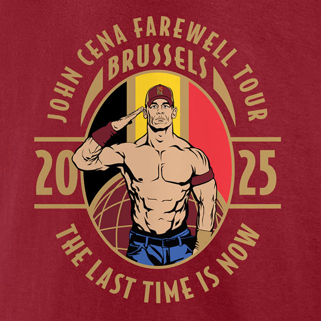 ジョン シナモデル 海外取寄 WWE AUTHENTIC Tシャツ FAREWELL TOUR 2025 BRUSSELE T-SHIRT BURGUNDY