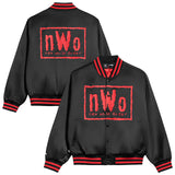 海外取寄 WWE ジャケット nWo WOLFPAC QUILTED SATIN FULL-SNAP JACKET BLACK