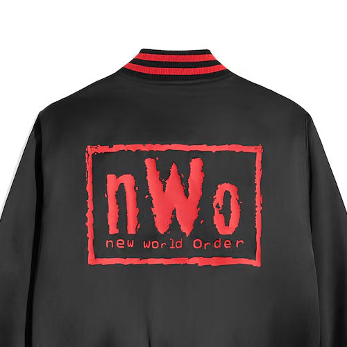 海外取寄 WWE ジャケット nWo WOLFPAC QUILTED SATIN FULL-SNAP JACKET BLACK