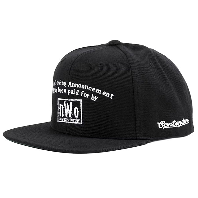 海外取寄 nWo CONTENDERS CLOTHING ANNOUNCEMENT SNAPBACK CAP BLACK 
