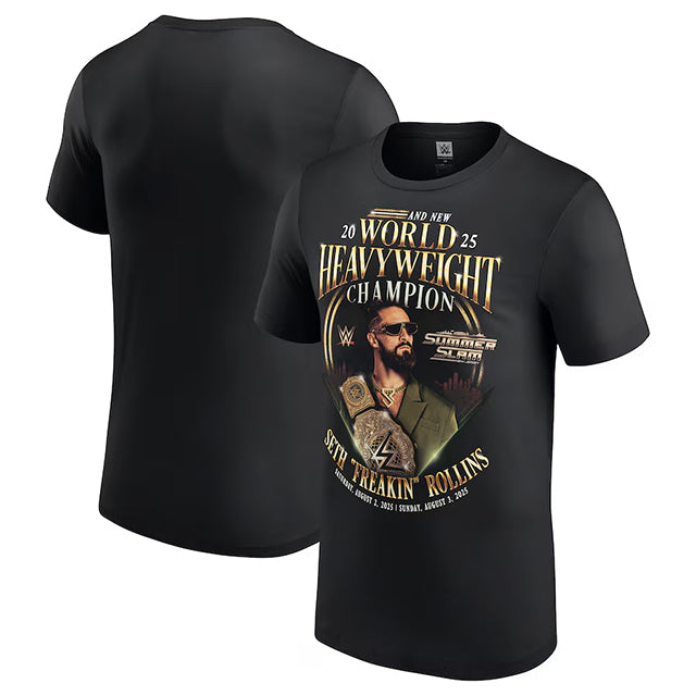 セス "フリーキン" ロリンズモデル 海外取寄 WWE AUTHENTIC Tシャツ WORLD HEAVYWEIGHT CHAMPION WINNER T-SHIRT BLACK