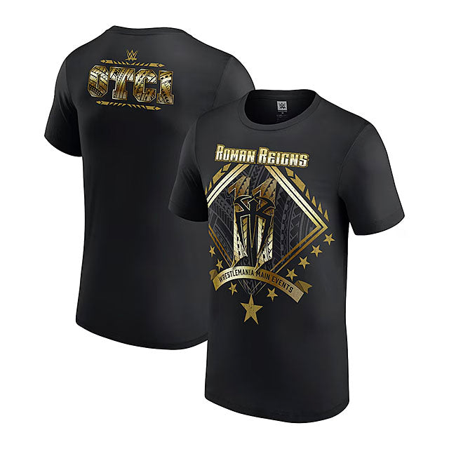 Mサイズ WWE Tシャツ　ローマンレインズ　ゴールドOTC1 ローマン レインズモデル WWE AUTHENTIC Tシャツ 11 WRESTLEMANIA MAIN