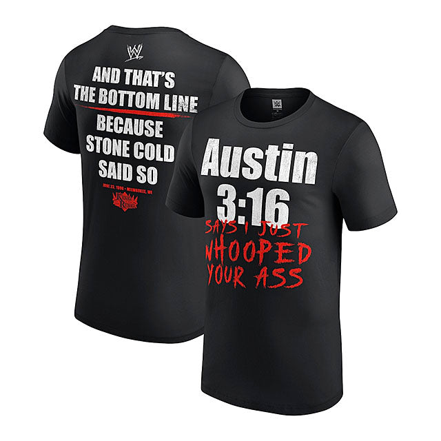 ストーン コールド スティーブ オースチンモデル 海外取寄 WWE AUTHENTIC Tシャツ KING OF THE RING 1996 AUSTIN 3:16 T-SHIRT BLACK