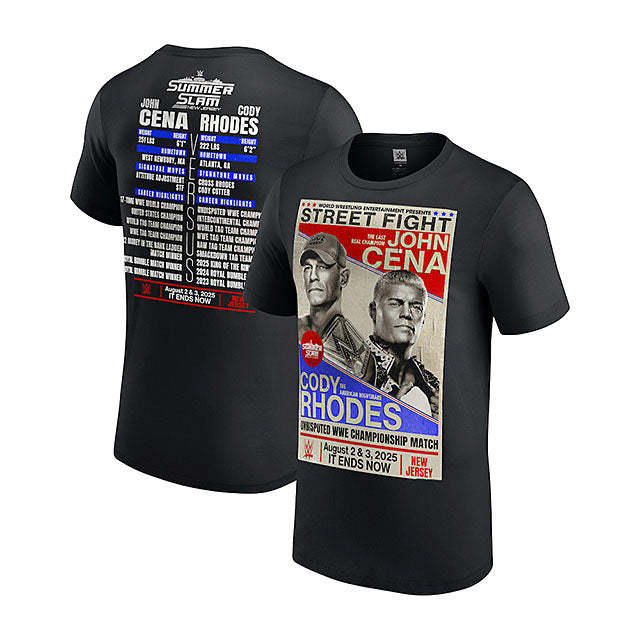 サマースラム2025 海外取寄 WWE AUTHENTIC Tシャツ ジョン シナ VS コーディローデス SUMMERSLAM 2025 MATCH T-SHIRT BLACK