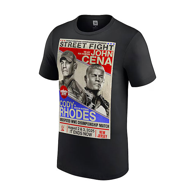 サマースラム2025 海外取寄 WWE AUTHENTIC Tシャツ ジョン シナ VS コーディローデス SUMMERSLAM 2025 MATCH T-SHIRT BLACK