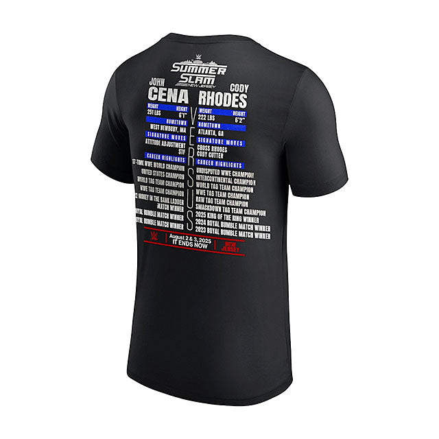 サマースラム2025 海外取寄 WWE AUTHENTIC Tシャツ ジョン シナ VS コーディローデス SUMMERSLAM 2025 MATCH T-SHIRT BLACK