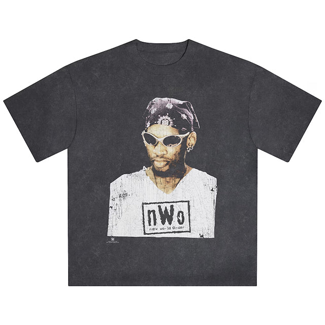 デニス ロッドマンモデル 海外取寄 ID サプライ WWE Tシャツ ICON SNOW WASH T-SHIRT HEATHER BLACK