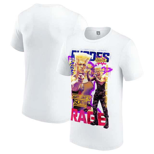 コーディ ローデスモデル 海外取寄 WWE AUTHENTIC Tシャツ SUMMERSLAM 2026 STREET FIGHTER T-SHIRT WHITE