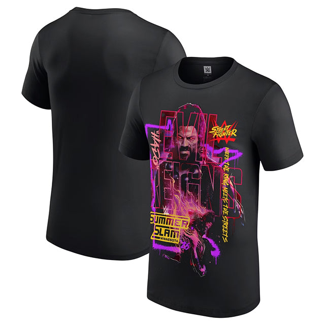 ローマン レインズモデル 海外取寄 WWE AUTHENTIC Tシャツ SUMMERSLAM 2026 STREET FIGHTER T-SHIRT BLACK