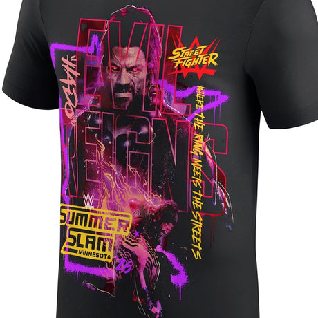 ローマン レインズモデル 海外取寄 WWE AUTHENTIC Tシャツ SUMMERSLAM 2026 STREET FIGHTER T-SHIRT BLACK