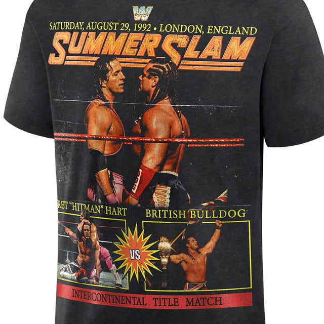 ブレット ハート vs ブリティッシュ ブルドッグモデル 海外取寄 WWE AUTHENTIC Tシャツ SUMMERSLAM 1992 T-SHIRT BLACK