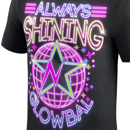 海外取寄 ナオミモデル WWE AUTHENTIC Tシャツ SHINING GLOWBAL T-SHIRT