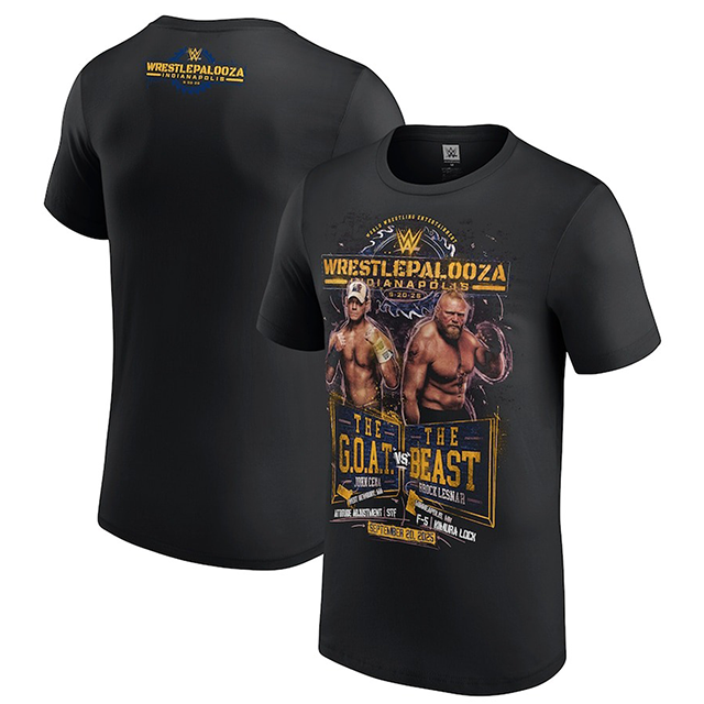 レッスルパルーザ2025 海外取寄 WWE AUTHENTIC Tシャツ ジョン シナ VS ブロック・レスナー WRESTLEPALOOZA 2025 MATCH T-SHIRT BLACK