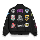 海外取寄 WWE ジャケット WWE SUPERSTAR LOGOS VARSITY JACKET BLACK
