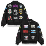 海外取寄 WWE ジャケット WWE SUPERSTAR LOGOS VARSITY JACKET BLACK