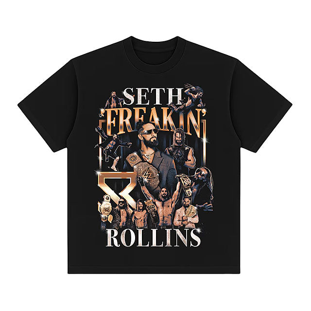 セス "フリーキン" ロリンズモデル 海外取寄 WWE AUTHENTIC Tシャツ MONTAGE BOXY T-SHIRT BLACK