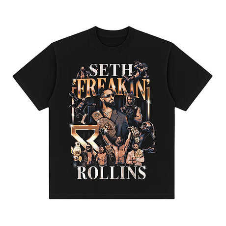 セス "フリーキン" ロリンズモデル 海外取寄 WWE AUTHENTIC Tシャツ MONTAGE BOXY T-SHIRT BLACK